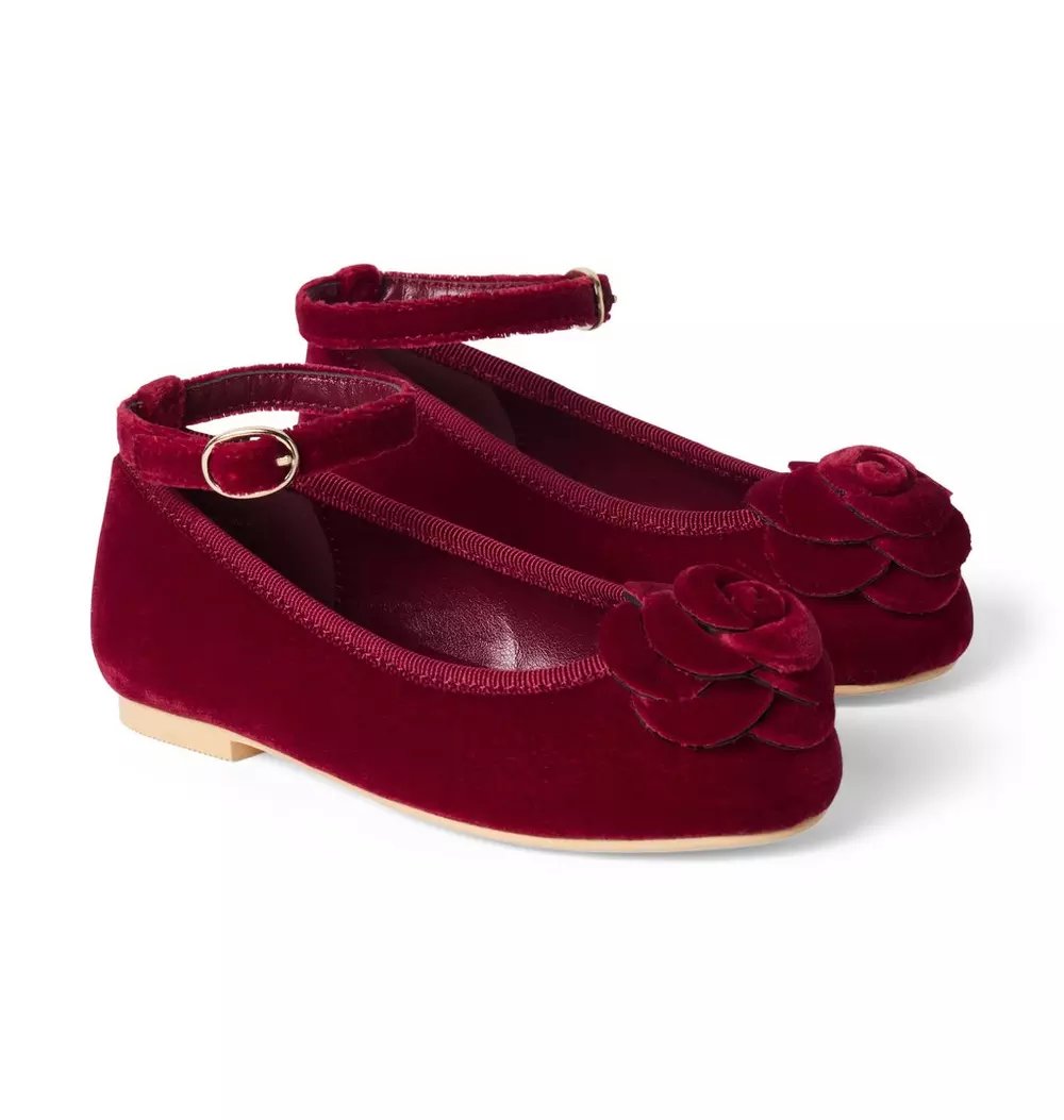 Velvet Rosette Ballet Flat